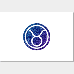 Blue Purple Glitter Zodiac - Taurus Posters and Art